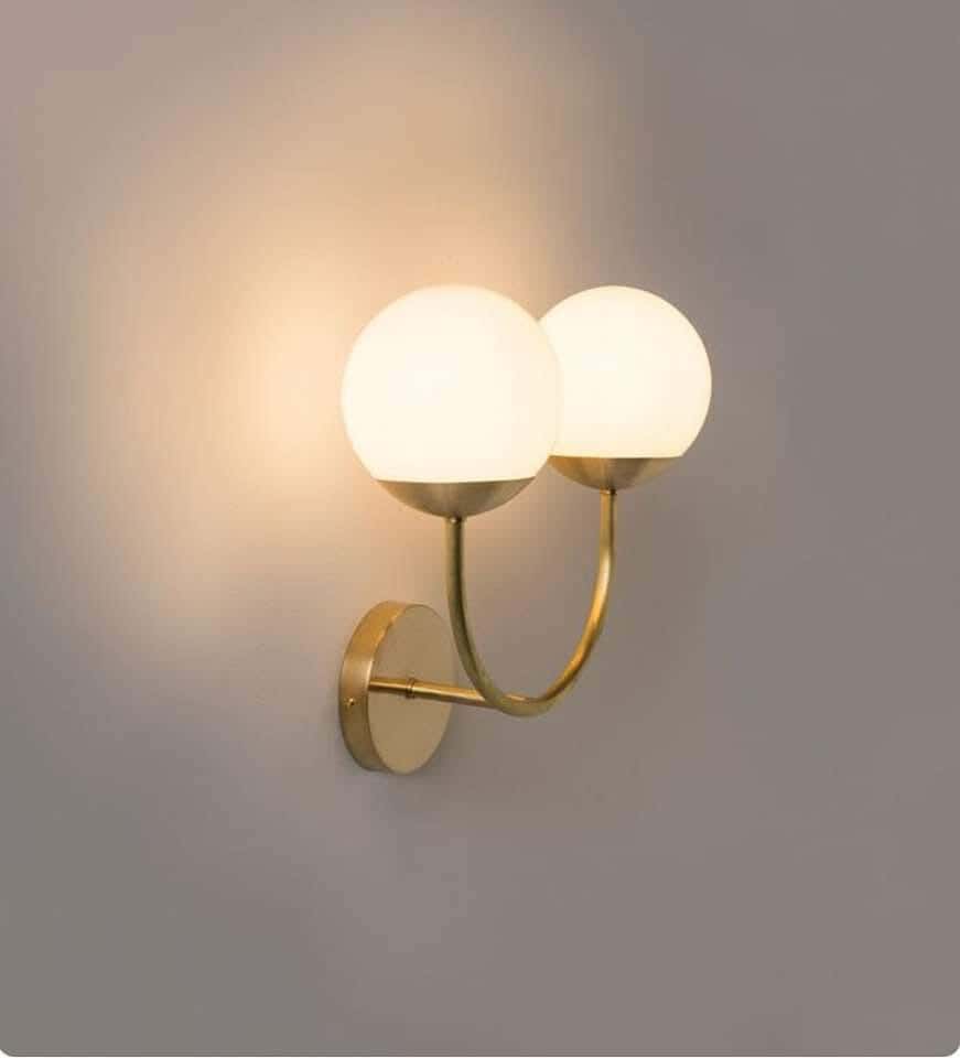 Metal lamp, 2 lights, electrostatic paint - gold