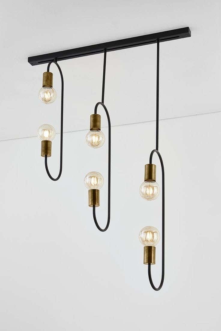 Metal chandelier, 2 bulbs, electrostatic paint - black gold