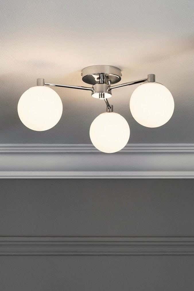 Metal chandelier, 3 bulbs, electrostatic paint - silver