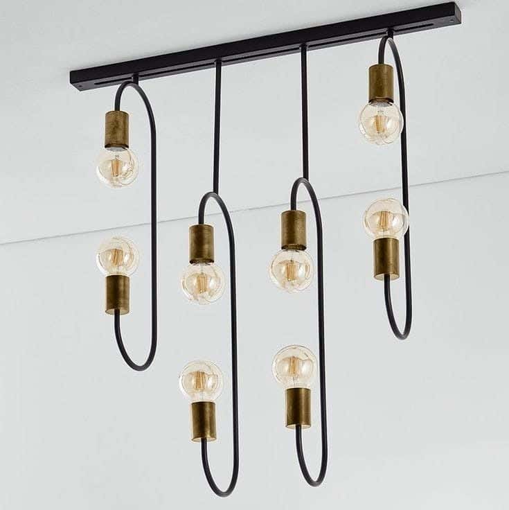 Metal chandelier, 8 bulbs, electrostatic paint - black