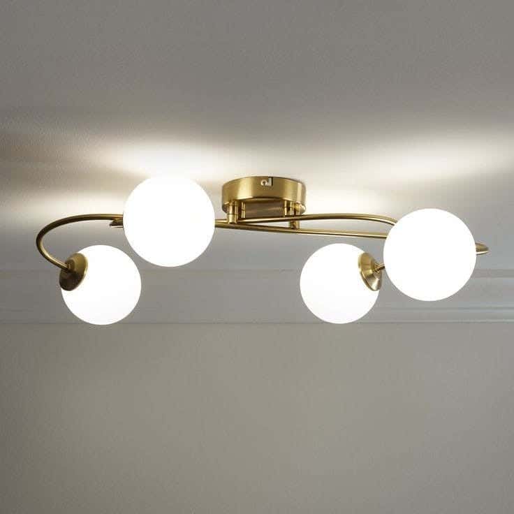 Metal chandelier, 4 bulbs, electrostatic paint - gold
