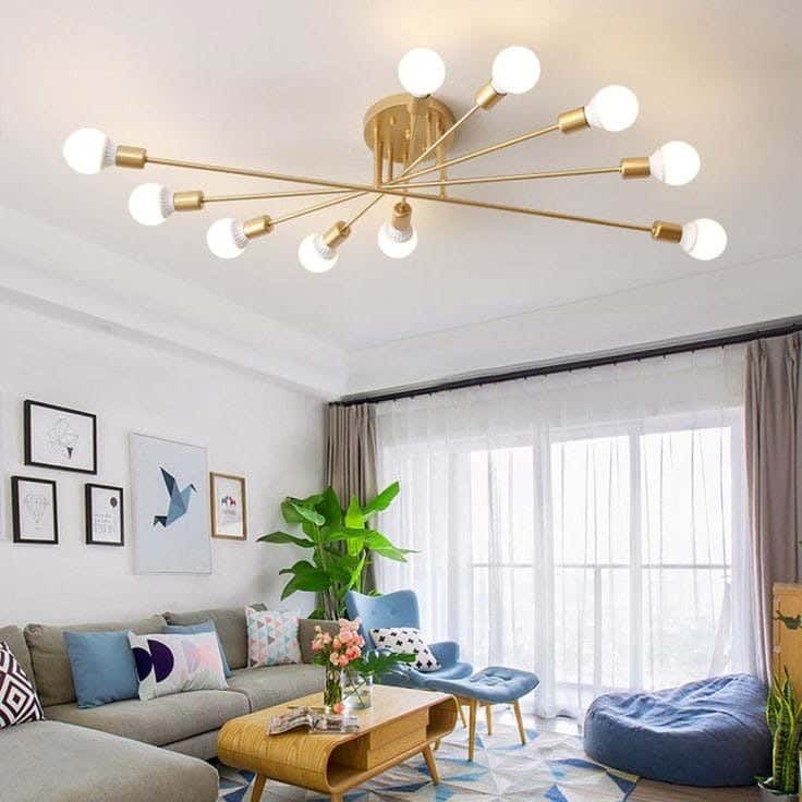Metal lamps, 10 bulbs, electrostatic paint - gold