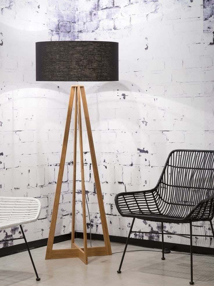 Wooden lamp, 1 bulb, electrostatic paint - black beige