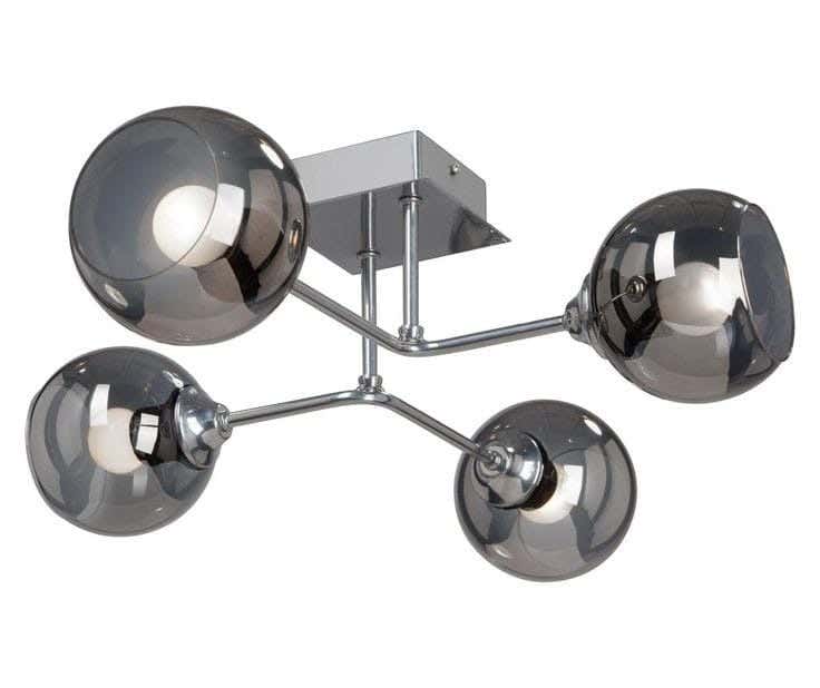 Metal and glass lamp, 4 lights, electrostatic paint - silver
