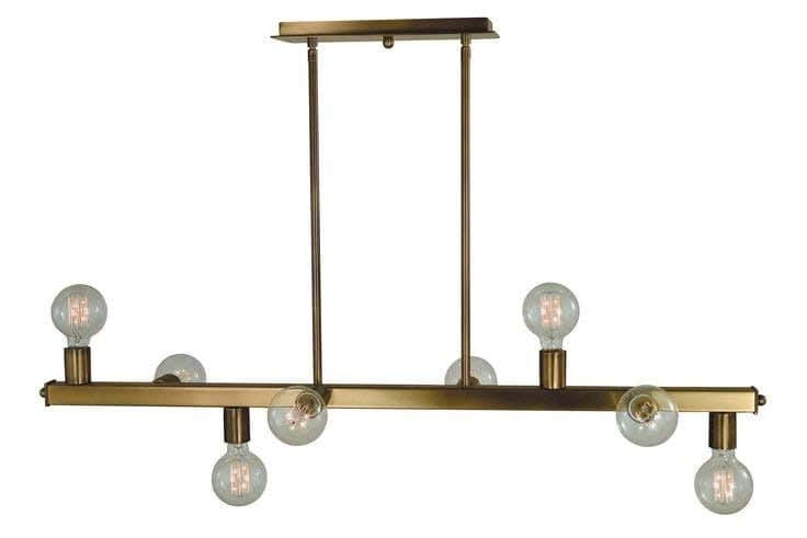 Metal chandelier, 8 bulbs, electrostatic paint - gold