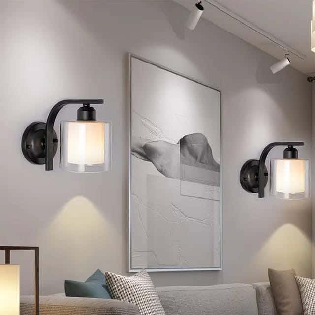 Metal lamp, 2 lights, electrostatic paint - black