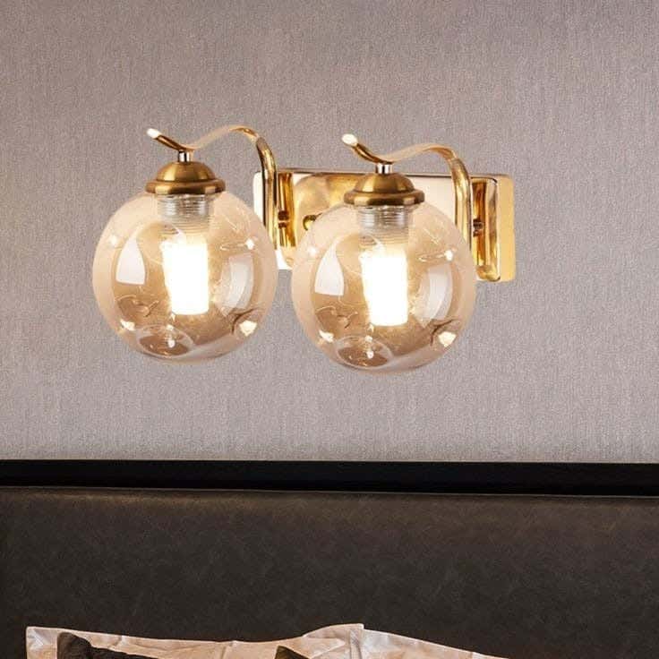 Metal lamp, 2 lights, electrostatic paint - gold