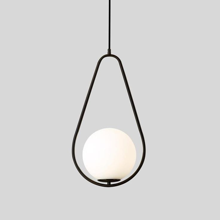 Metal chandelier, 1 bulb, electrostatic paint - black