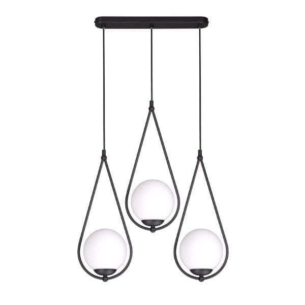 Metal chandelier, 3 bulbs, electrostatic paint - black