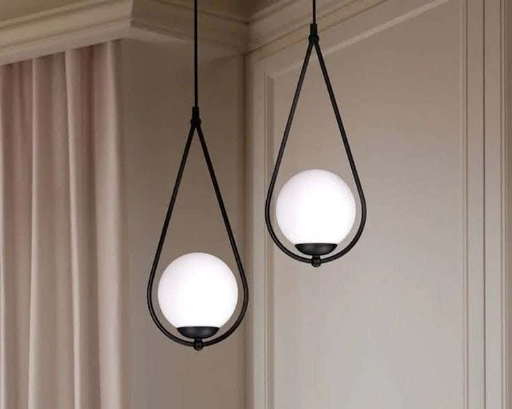 Metal chandelier, 2 bulbs, electrostatic paint - black