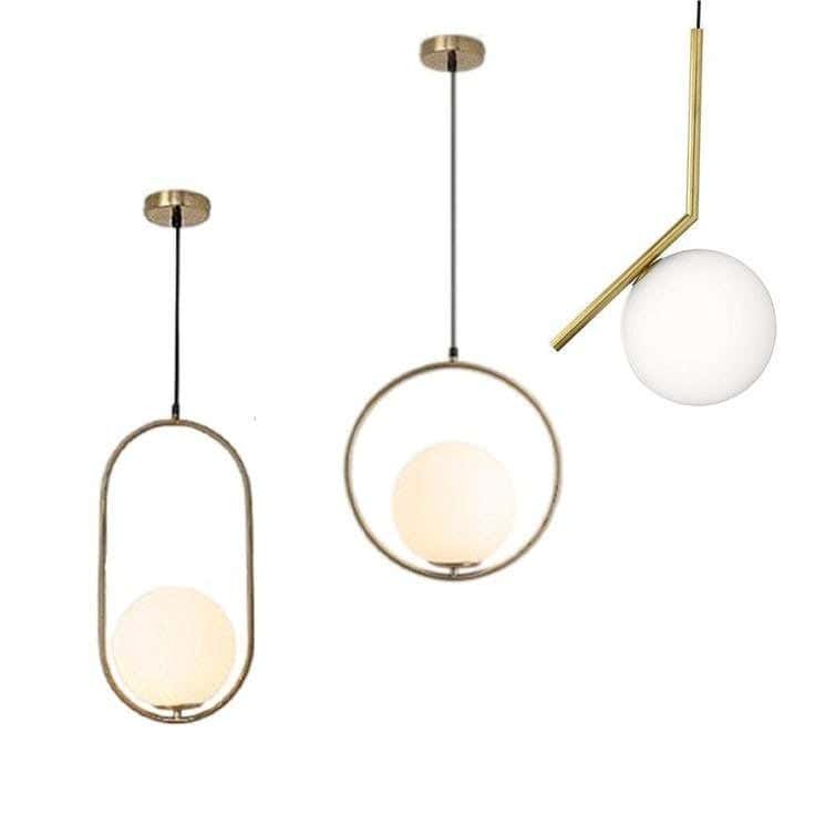 Metal chandelier, 3 bulbs, electrostatic paint - gold