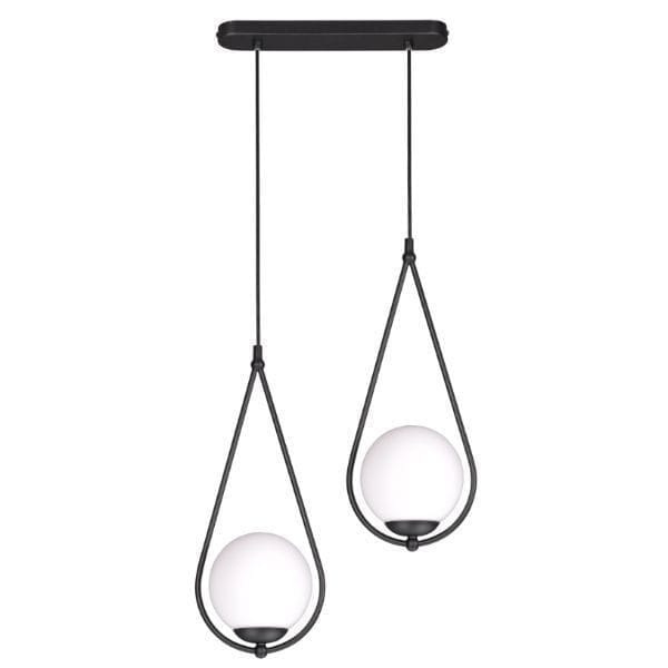 Metal chandelier, 2 bulbs, electrostatic paint - black