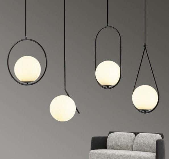 Metal chandelier, 4 bulbs, electrostatic paint - black