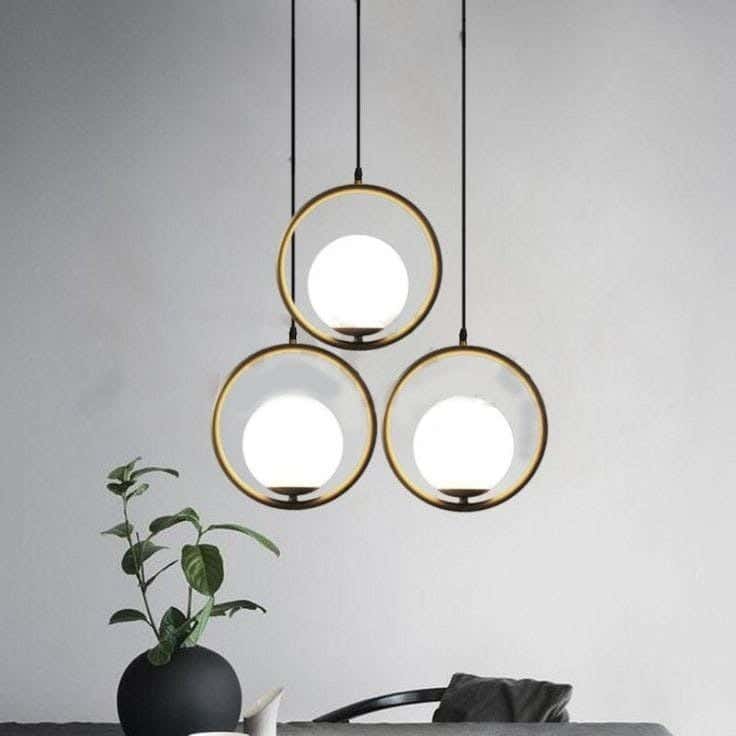 Metal chandelier, 3 bulbs, electrostatic paint - gold