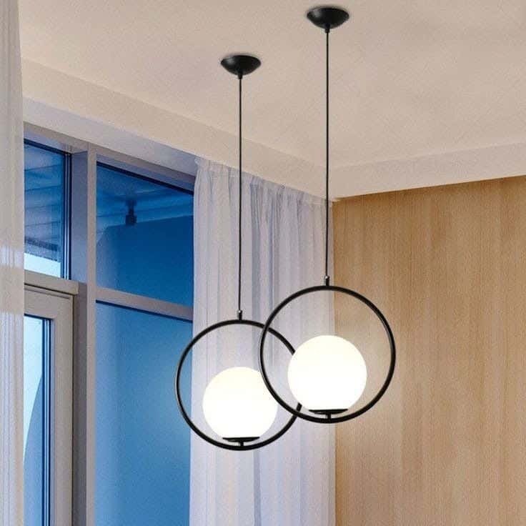 Metal chandelier, 2 bulbs, electrostatic paint - black