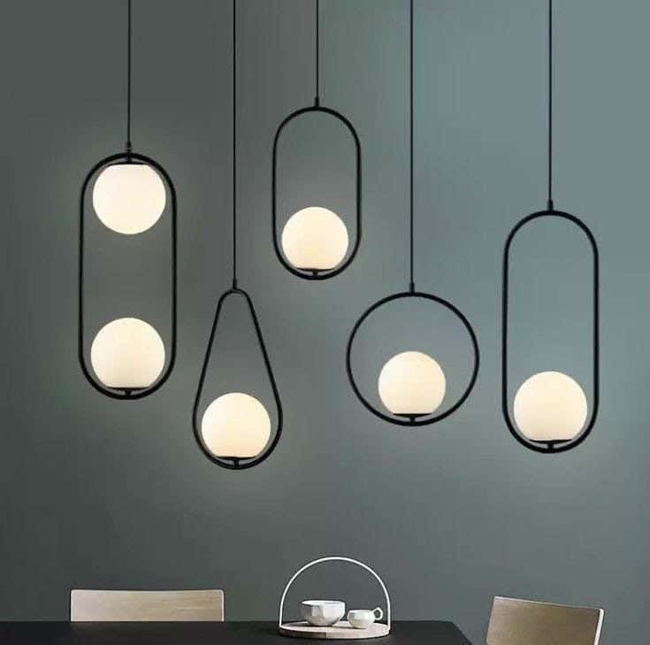 Metal chandelier, 5 bulbs, electrostatic paint - black