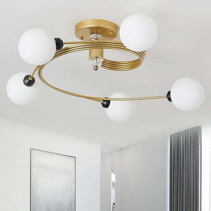 Metal chandelier, 5 bulbs, electrostatic paint - black gold