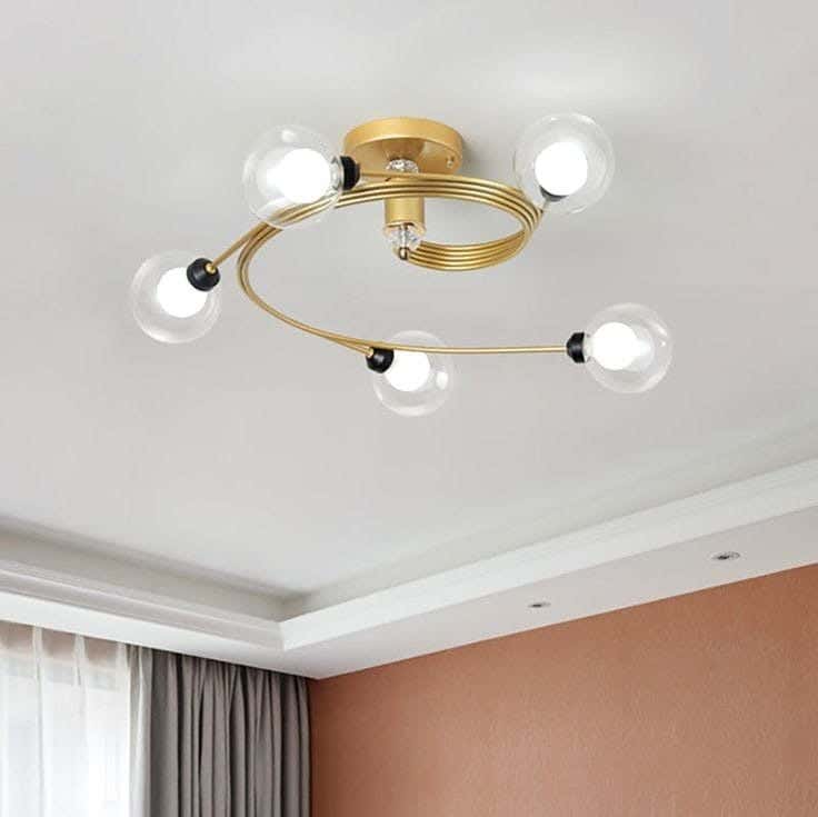Metal chandelier, 5 bulbs, electrostatic paint - black gold