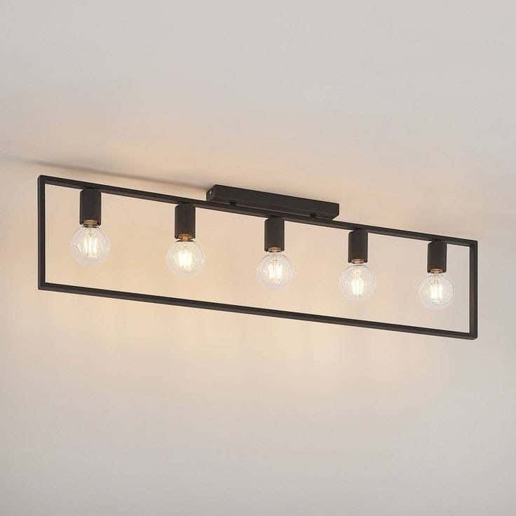 Metal chandelier, 5 bulbs, electrostatic paint - black
