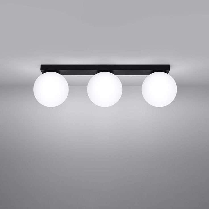 Metal chandelier, 3 bulbs, electrostatic paint - black