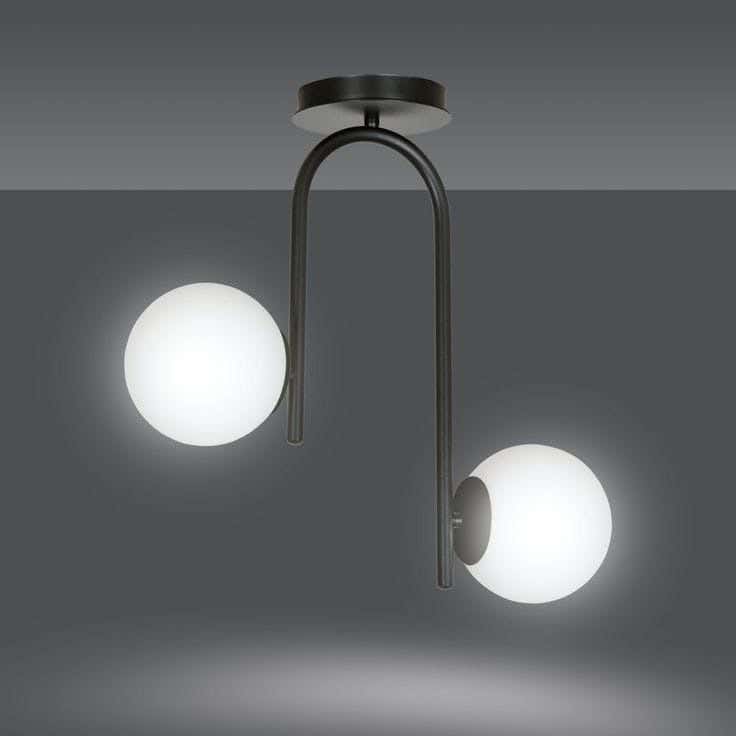 Metal chandelier, 2 bulbs, electrostatic paint - black