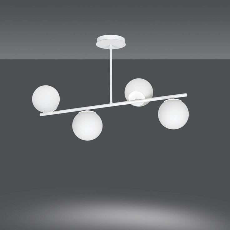 Metal chandelier, 4 bulbs, electrostatic paint - white