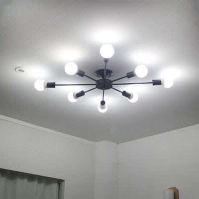 Metal chandelier, 8 bulbs, electrostatic paint - black