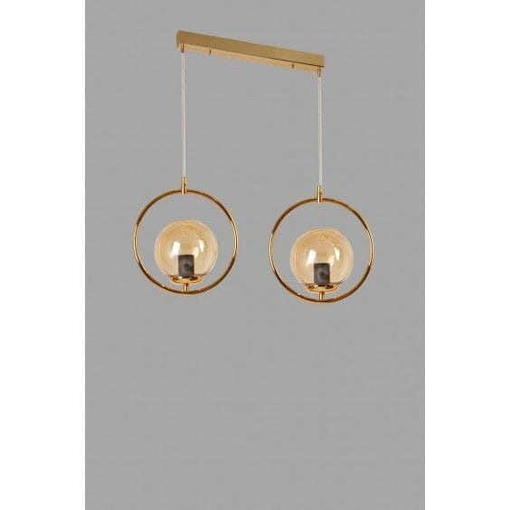 Metal chandelier, 2 bulbs, electrostatic paint - gold