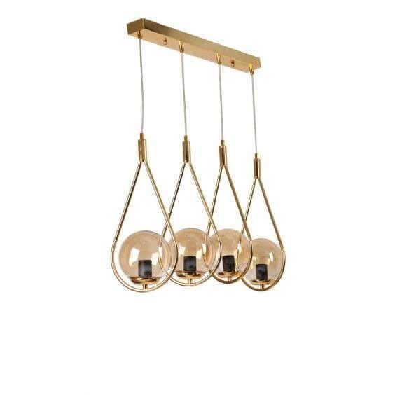 Metal chandelier, 4 bulbs, electrostatic paint - gold
