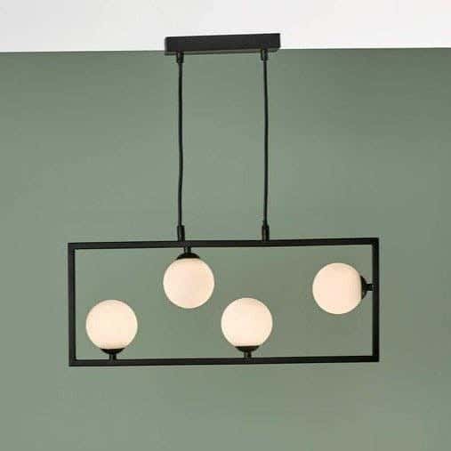 Metal chandelier, 4 bulbs, electrostatic paint - black