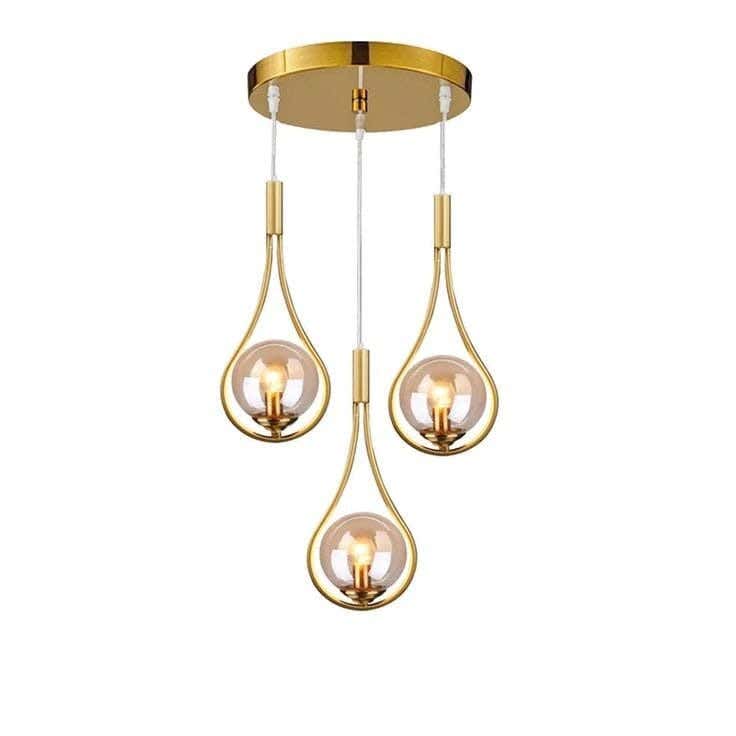 Metal lampshade, 3 bulbs, electrostatic paint - gold