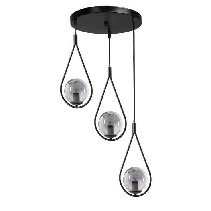 Metal chandelier, 3 bulbs, electrostatic paint - black