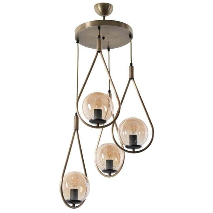 Metal chandelier, 4 bulbs, electrostatic paint - gold
