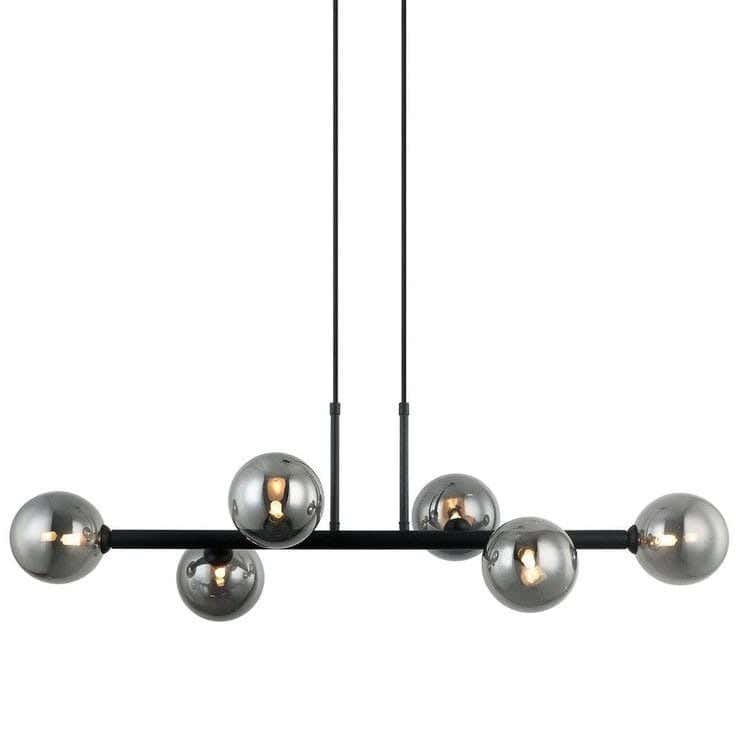 Metal chandelier, 6 bulbs, electrostatic paint - black