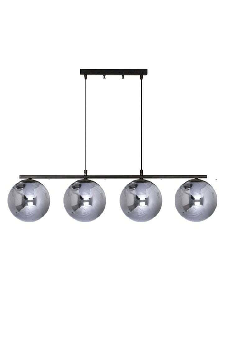 Metal chandelier, 4 bulbs, electrostatic paint - black