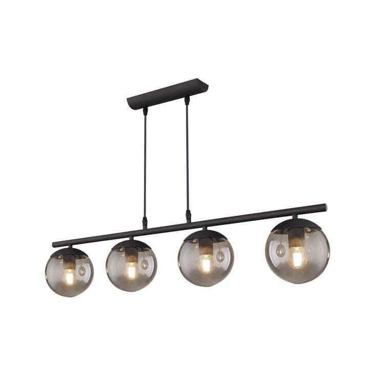 Metal chandelier, 4 bulbs, electrostatic paint - black