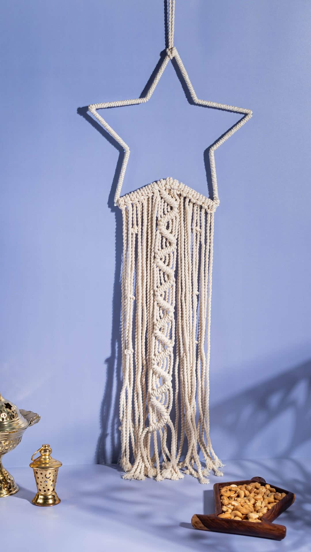 Home Pro Star Macrame Wall Hanging, 80X20 Cm - White