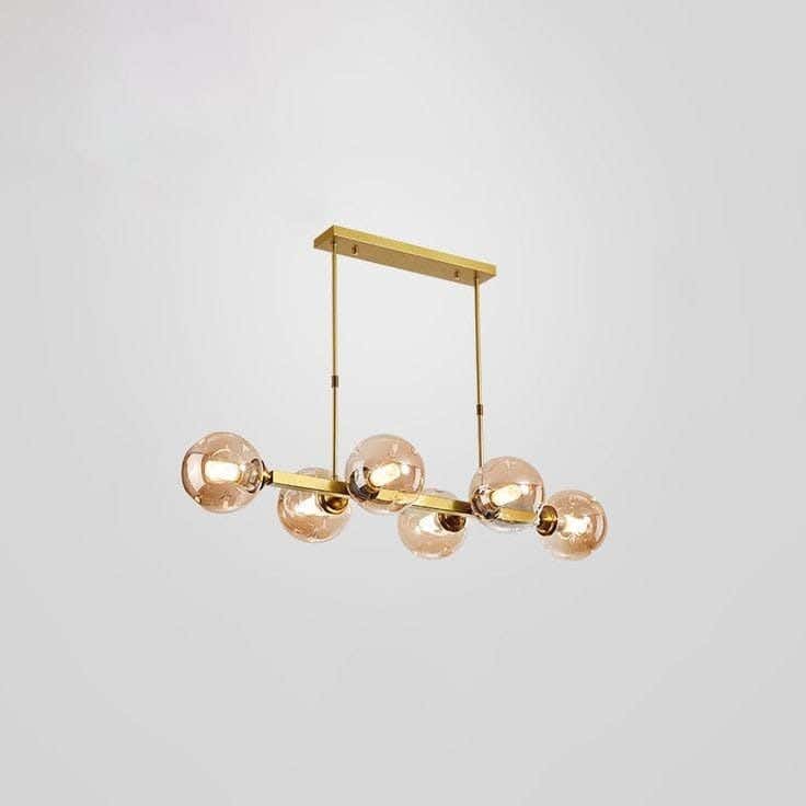 Metal chandelier, 6 bulbs, electrostatic paint - gold