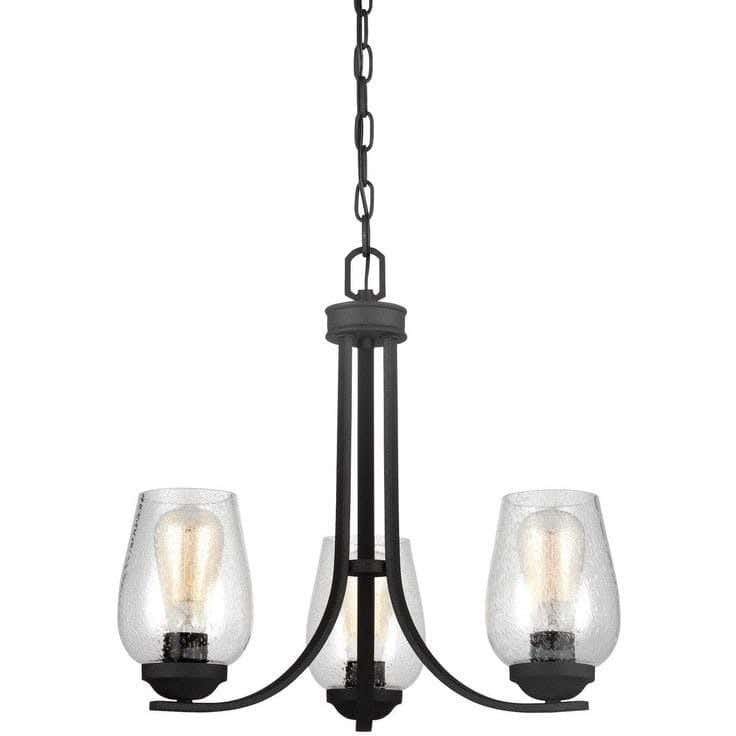 Metal chandelier, 3 bulbs, electrostatic paint - black