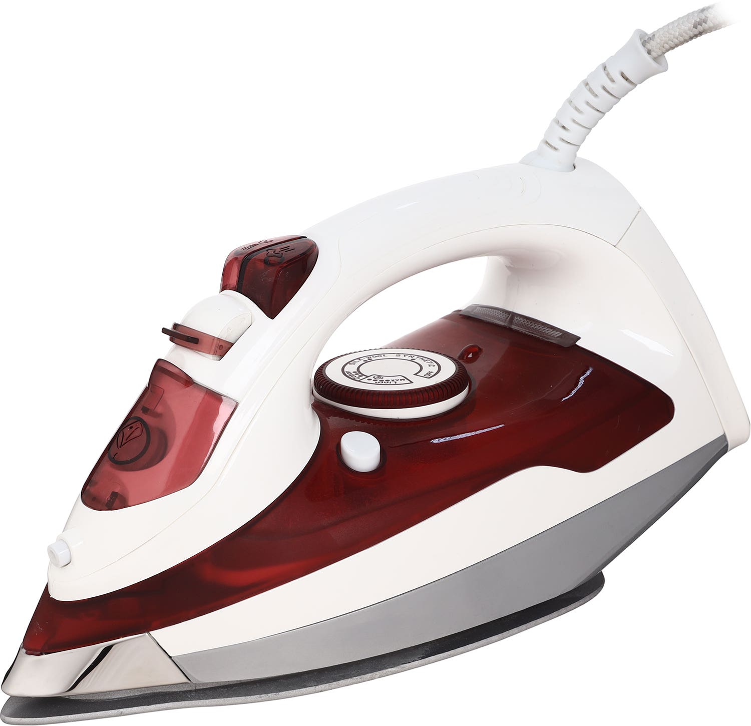 ATA Steam Iron, Ceramic Base, 2200 Watt - White Red