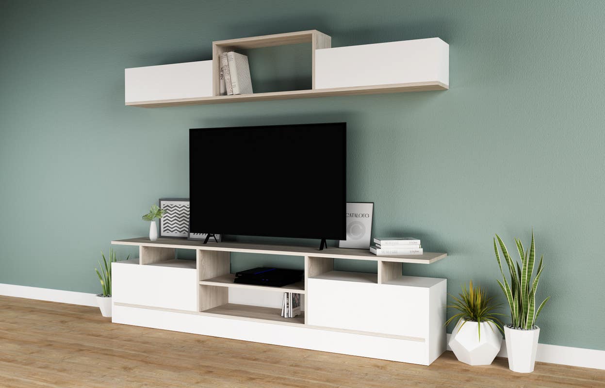 MDF Wood Screen Unit, 200×30×50 cm - White