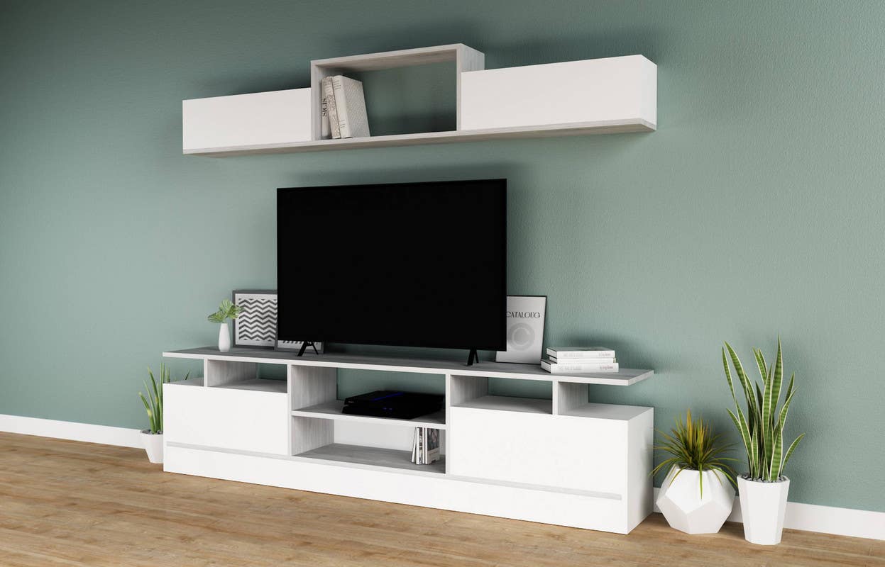 MDF Wood Screen Unit, 200×30×50 cm - White