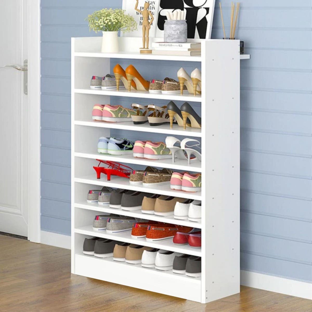 Mdf Wooden Shoe Rack, 120 × 30 × 80 Cm - White