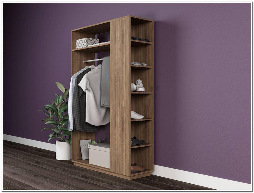 MDF Wood Open Wardrobe, 120x40x180 Cm - Brown