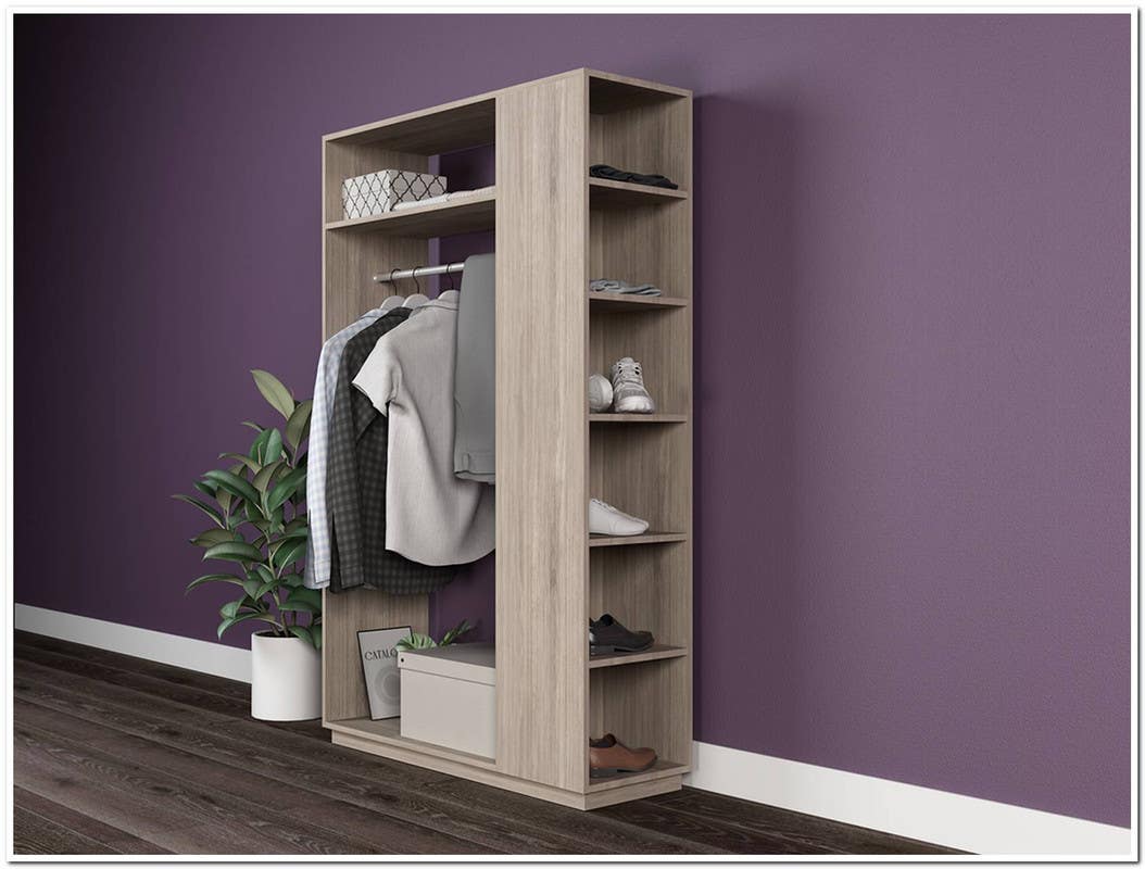 MDF Wood Open Wardrobe, 120x40x180 Cm - Beige