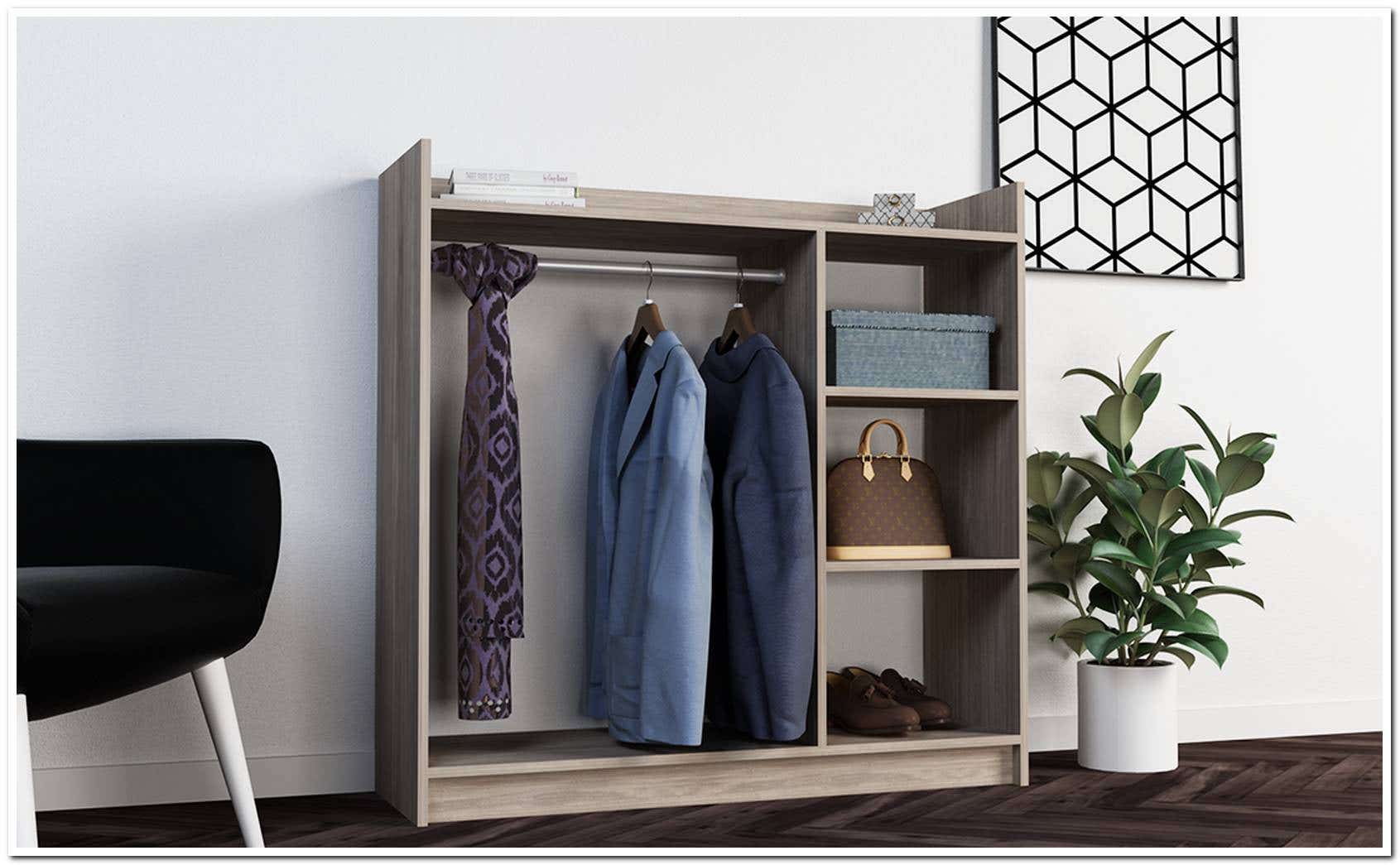 MDF Wood Open Wardrobe, 120x40x120 Cm - Beige