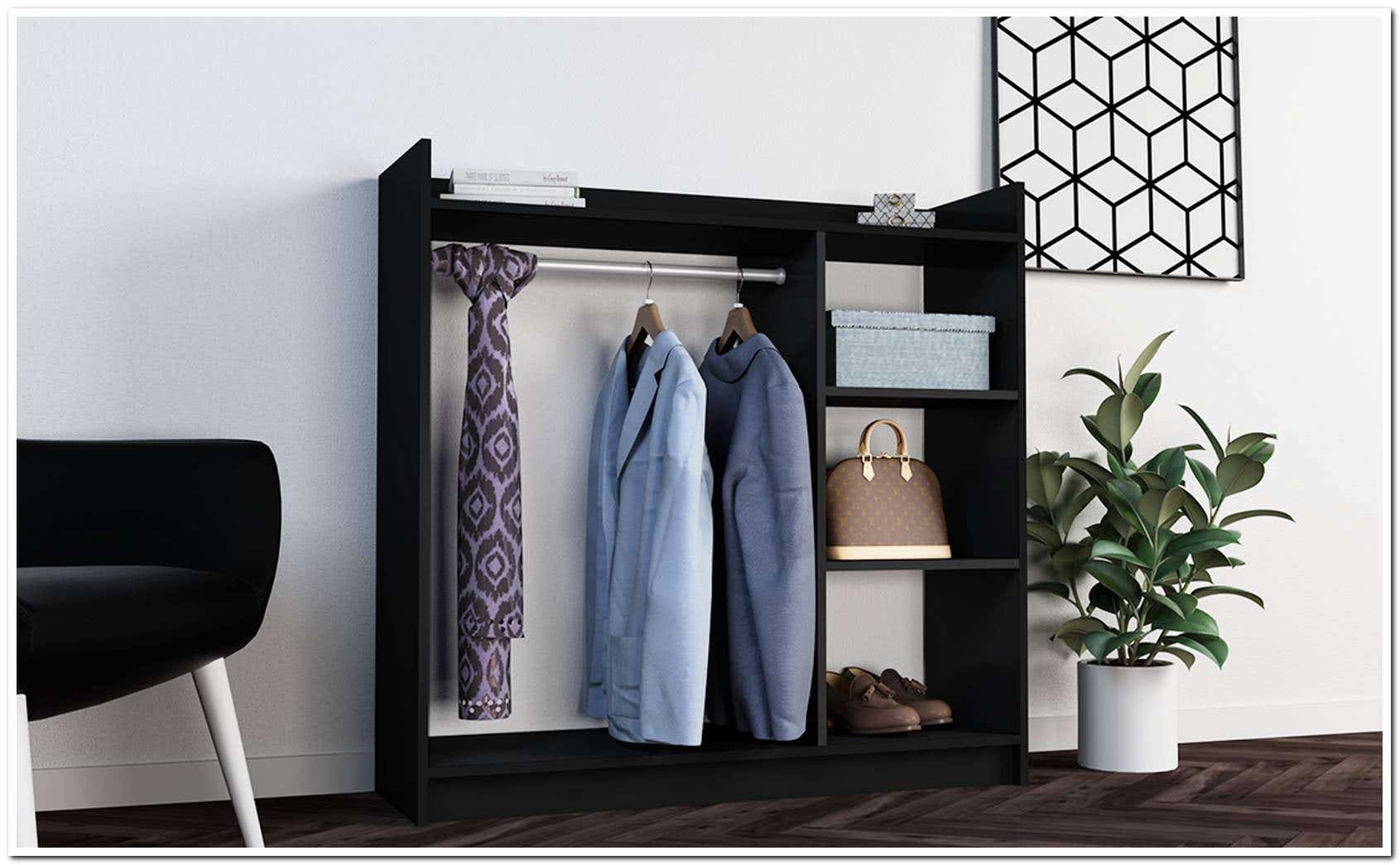 MDF Wood Open Wardrobe, 120x40x120 Cm - Black