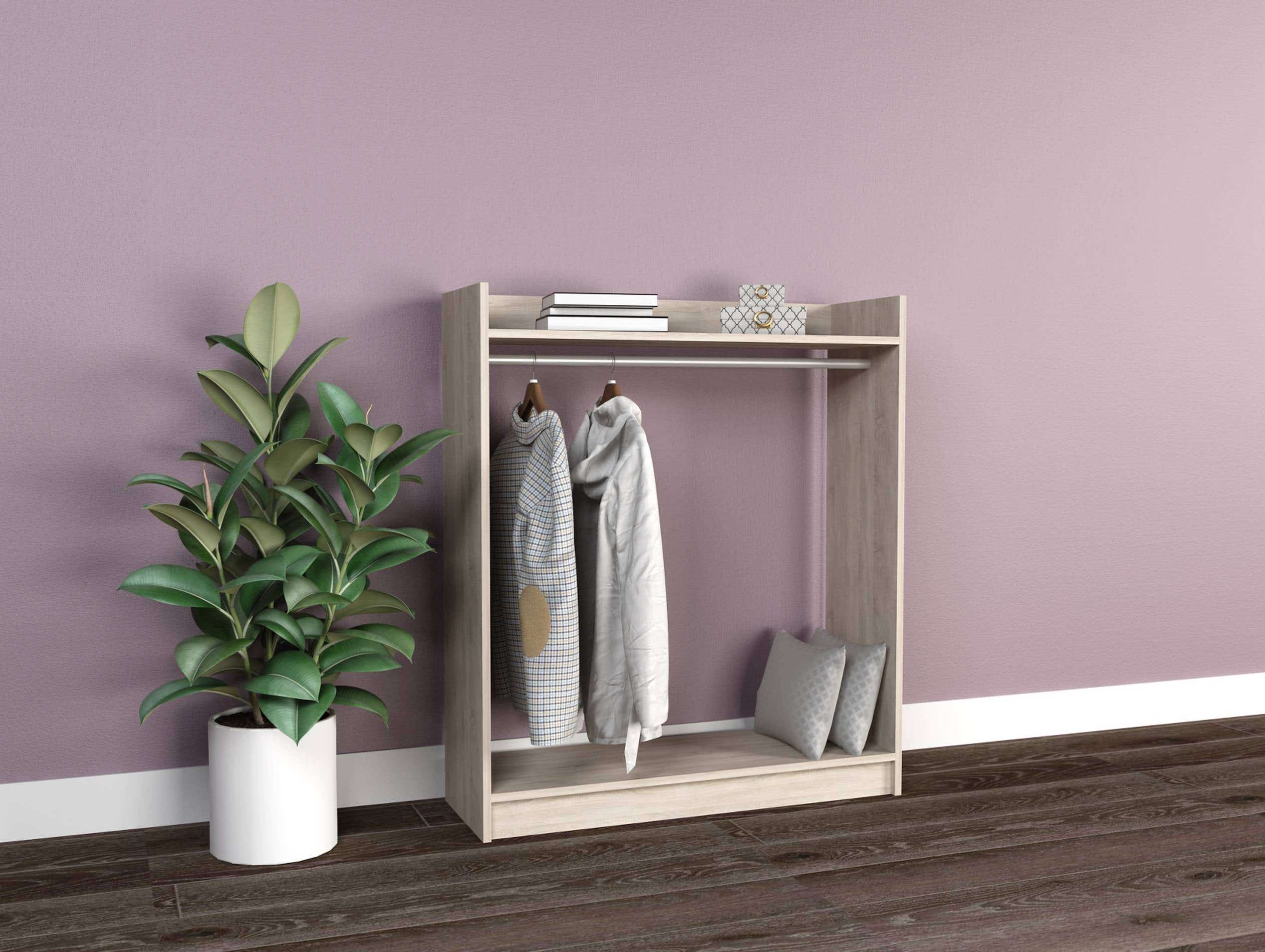 MDF Wood Open Wardrobe, 100x35x120 Cm - Beige