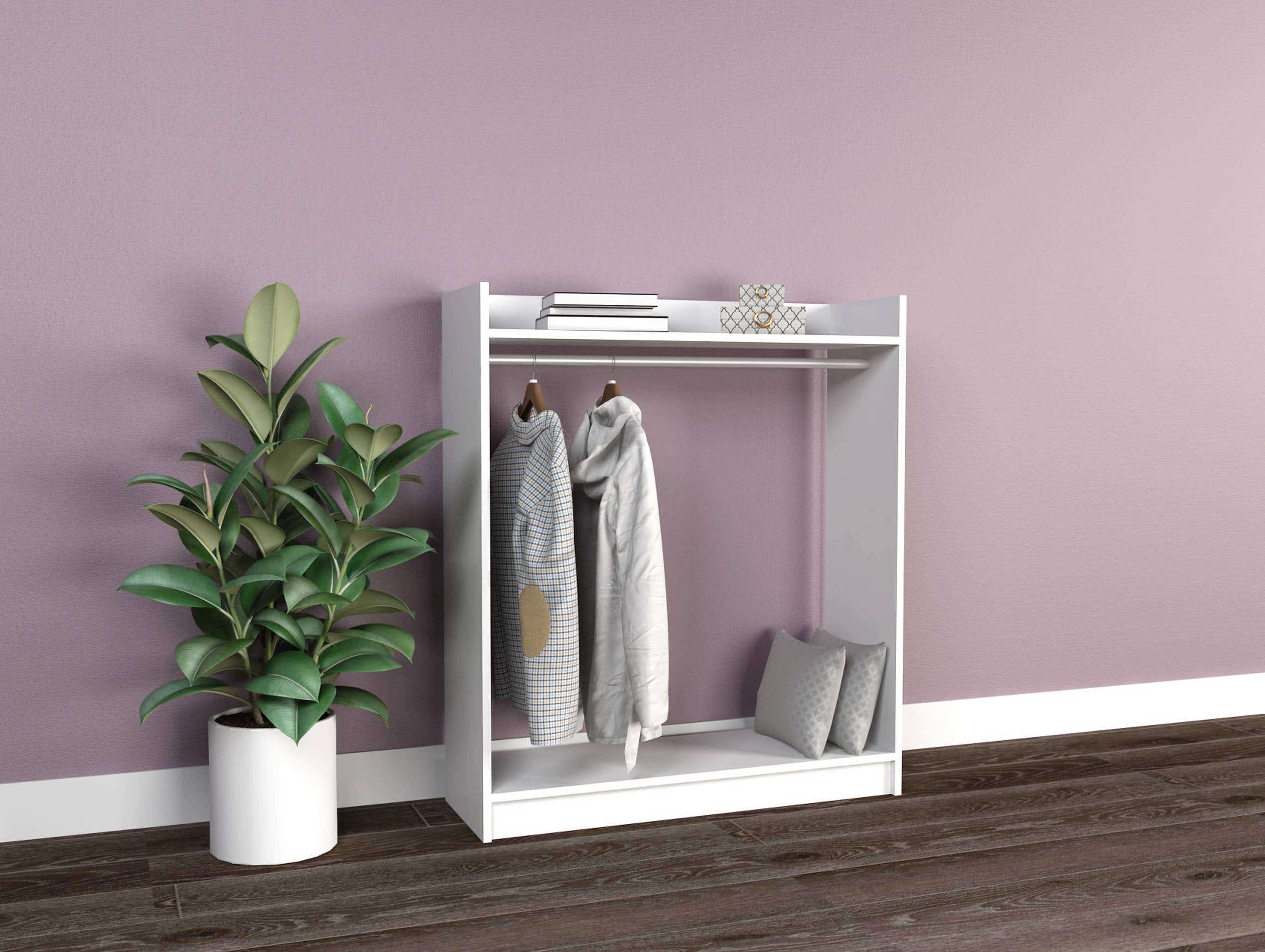 MDF Wood Open Wardrobe, 100x35x120 Cm - Beige