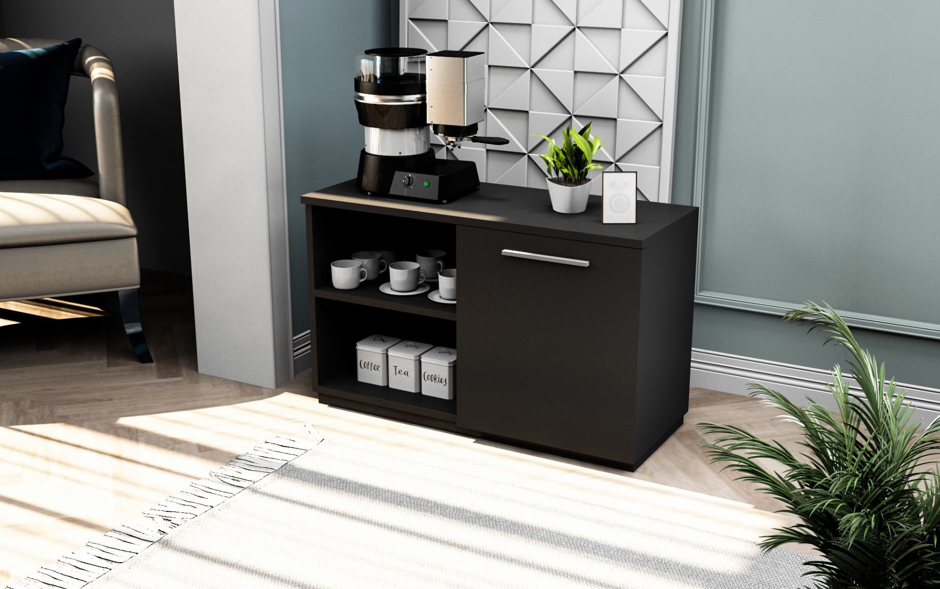 MDF Wood Coffee Table, 80x30x70 cm - Black